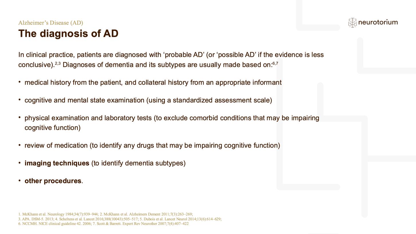 Alzheimers Disease – Diagnosis and Definitions – slide 16